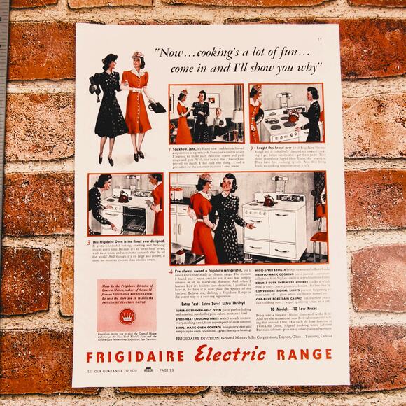 1940 Retro Kitchen Cooking Print Ad for Vtg Frigidaire‎ Electric Range 9.5x12.75 - Picture 1 of 13